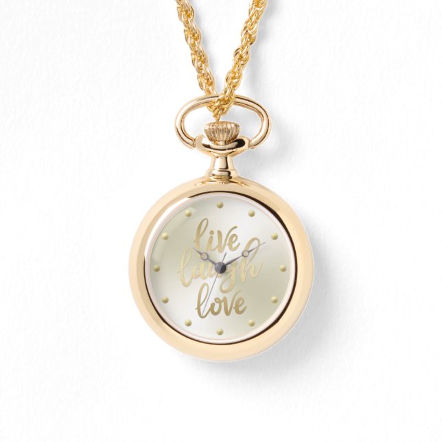 Live Laugh Love Faux Gold Lettering Watch (Front)