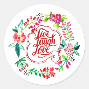 Live laugh love floral  classic round sticker