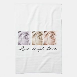 live, laugh, love floral kitchen towel