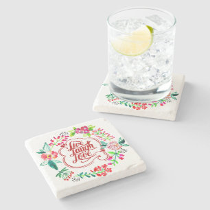 Live laugh love floral  stone coaster