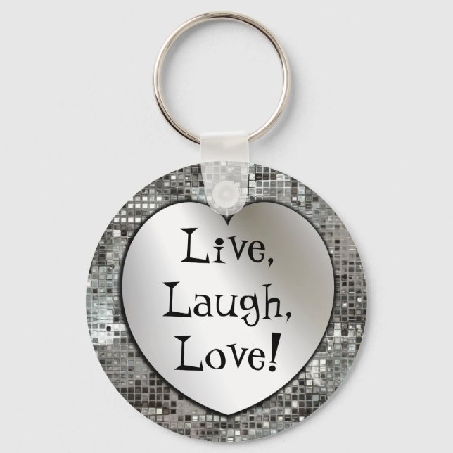 Live, Laugh, Love! Glitter Keychain (Front)