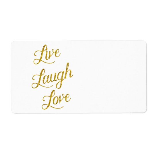 Live Laugh Love Gold Faux Glitter Metallic Sequins Shipping Label