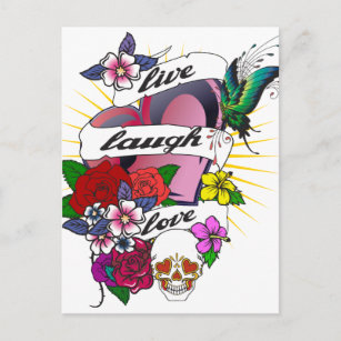 Live Laugh Love Heart Tattoo Design Postcard
