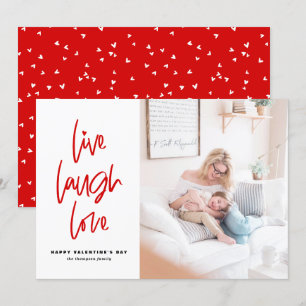 Live Laugh Love Lettering White Valentine's Day Holiday Card