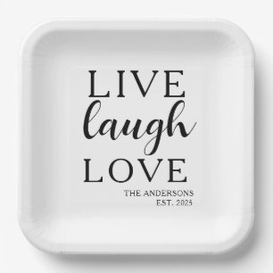 Live Laugh Love Name Established Anniversary Paper Plate