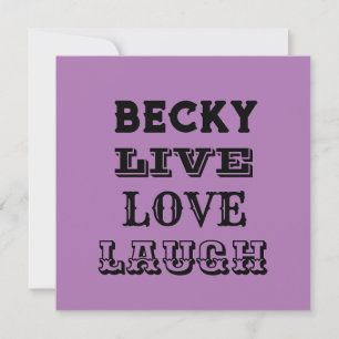 LIVE LAUGH LOVE NAME PURPLE MODERN CARD
