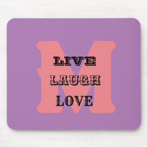 LIVE LAUGH LOVE NAME PURPLE MODERN FUN Mousepad