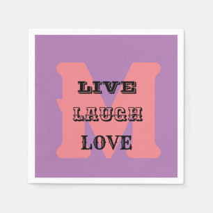 LIVE LAUGH LOVE NAME PURPLE MODERN PAPER NAPKIN