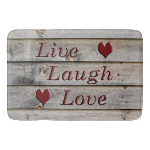 Live Laugh Love on the side of a barn Bath Mat