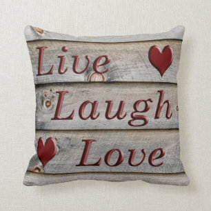 Live Laugh Love on the side of a barn Throw Pillow