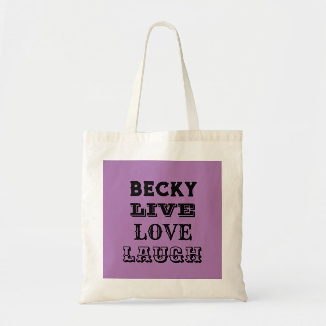 Live Laugh Love Personalized Purple Lilac Tote Bag (Front)