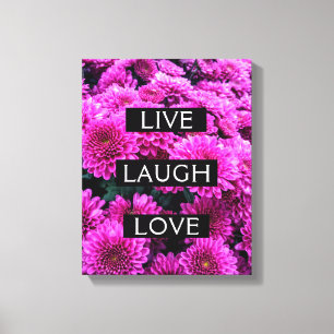 Live Laugh Love Purple Floral Wrapped Canvas
