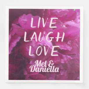Live Laugh Love Purple Peony Floral Napkin