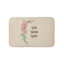 Live Laugh Love Rose Pattern Bath Mat