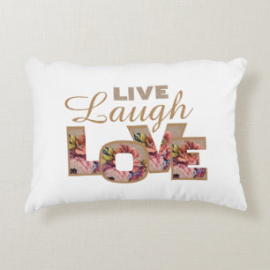 Live, Laugh, Love Rustic Floral Letters Accent Pillow