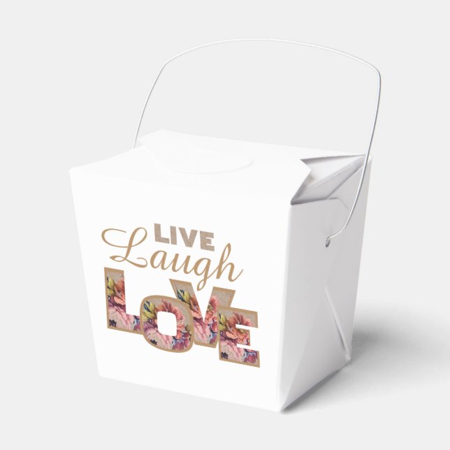 Live, Laugh, Love Rustic Floral Letters Favor Box (Front Side)