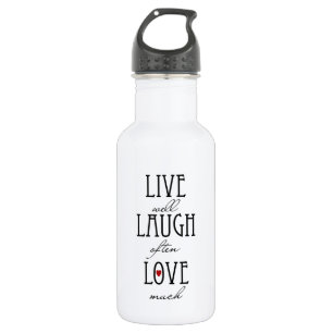 Live laugh love simple text 532 ml water bottle