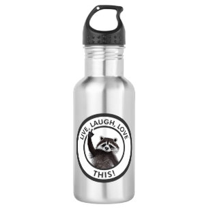 Live Laugh Love This Funny Raccoon 532 Ml Water Bottle