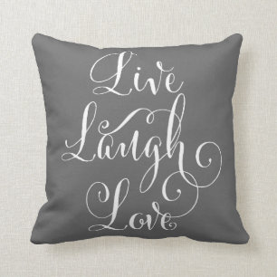 Live Laugh Love throw pillow - charcoal