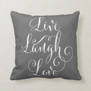 Live Laugh Love throw pillow - charcoal