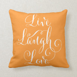 Live Laugh Love throw pillow - orange