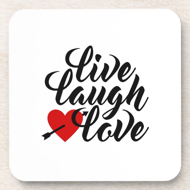 Live Laugh Love Valentine Calligraphy | Coaster (Front)