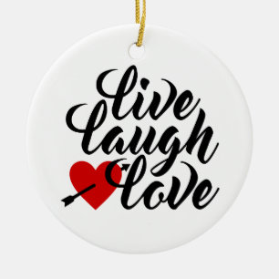 Live Laugh Love Valentine Calligraphy   Ornament