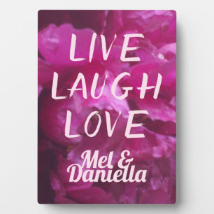 Live Laugh Love Wedding Purple Peony Floral Plaque