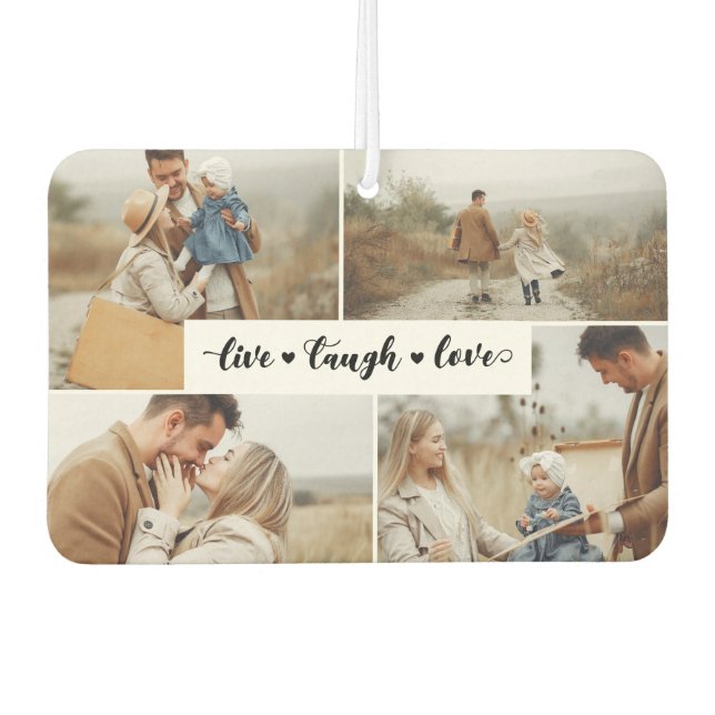 Live Laugh Love White Black Photo Collage Air Freshener (Front)