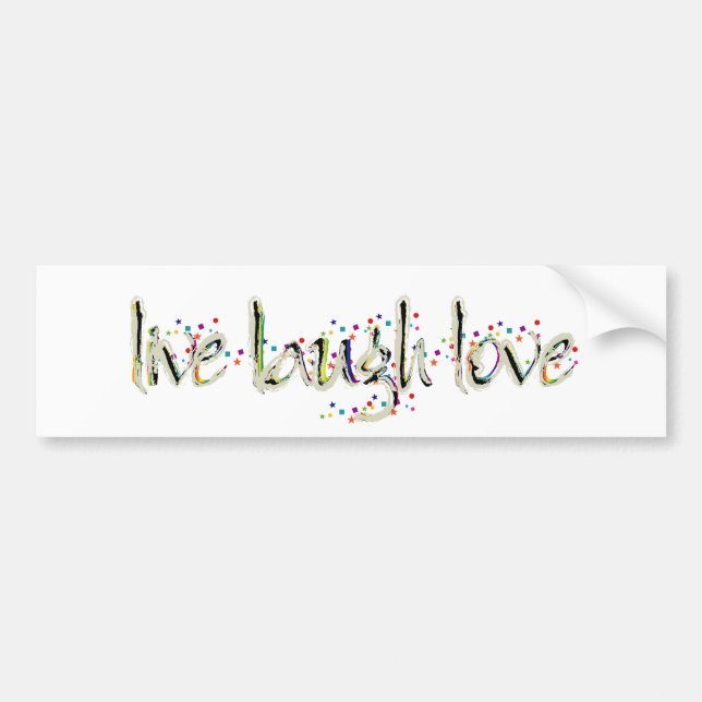 Live, Laugh, Love Words Bumper Sticker (Front)