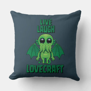 Live Laugh Lovecraft Cute Cthulhu Throw Pillow