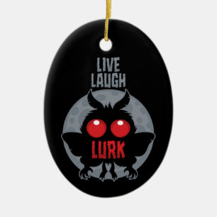 Live Laugh Lurk Mothman Cryptid Ceramic Ornament