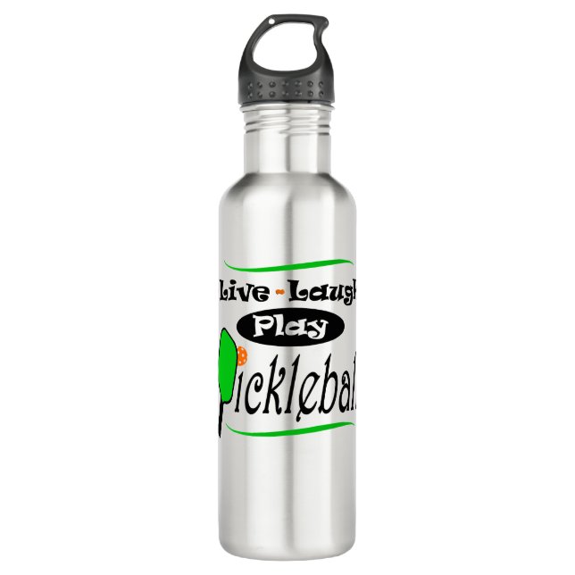 Live Laugh Play Pickleball Pickle ball Players Gif 710 Ml Water Bottle (Front)