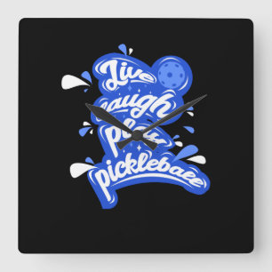 Live Laugh Play Pickleball Square Wall Clock