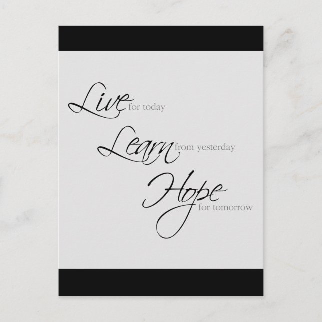"Live, Learn, Hope" Postcard (Front)
