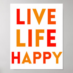 Live Life Happy, Colourful Nursery Kids Wall Art