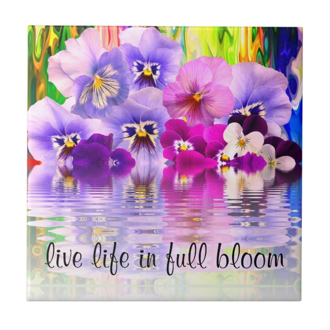 Live Life In Full Bloom Ceramic Tile (Front)