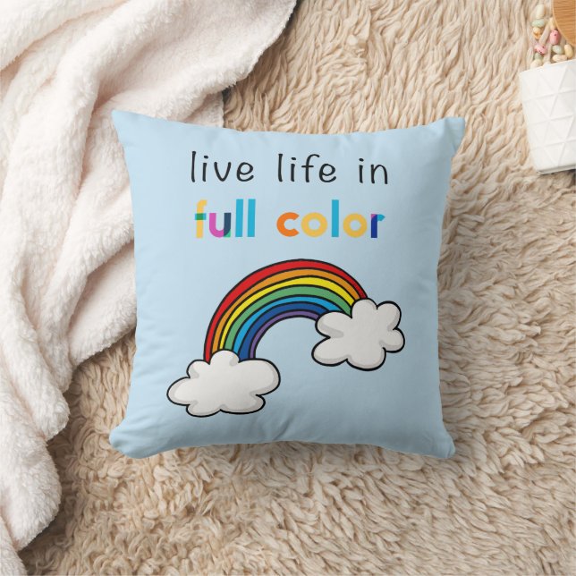 Live Life in Full Colour Rainbow Throw Pillow (Blanket)