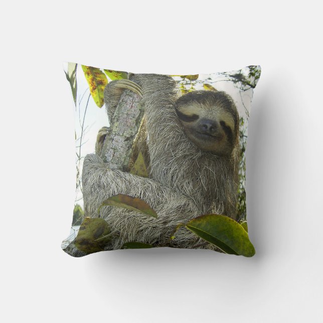 Live Life Like a Sloth Throw Pillow (Front)