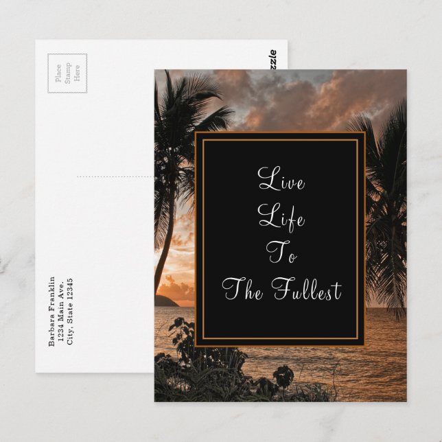 Live Life To Fullest Tropical Beach Personalize Postcard (Front/Back)