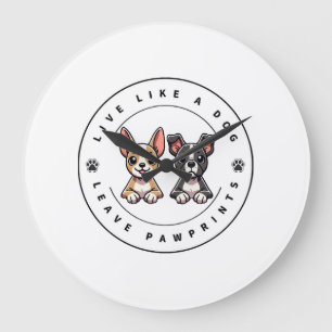 Live Like a Dog Leave Pawprints Large Clock