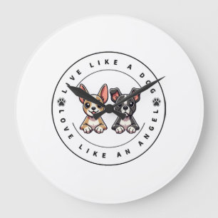 Live Like a Dog Love Like an Angel Large Clock