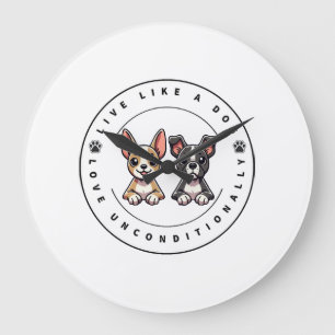 Live Like a Dog Love Unconditionally Large Clock