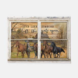 Live Like Someone Left The Gate Open, Horse  Doormat
