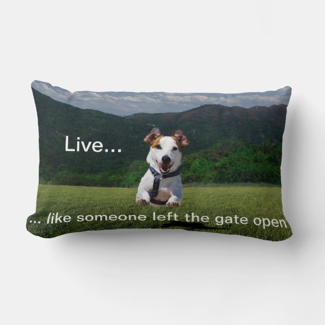"Live Like Someone Left the Gate Open" Pillow (Front)