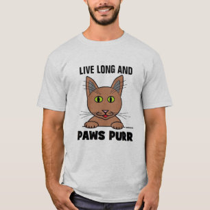 Live Long and PAWS PURR Funny Cat Pun T Shirt