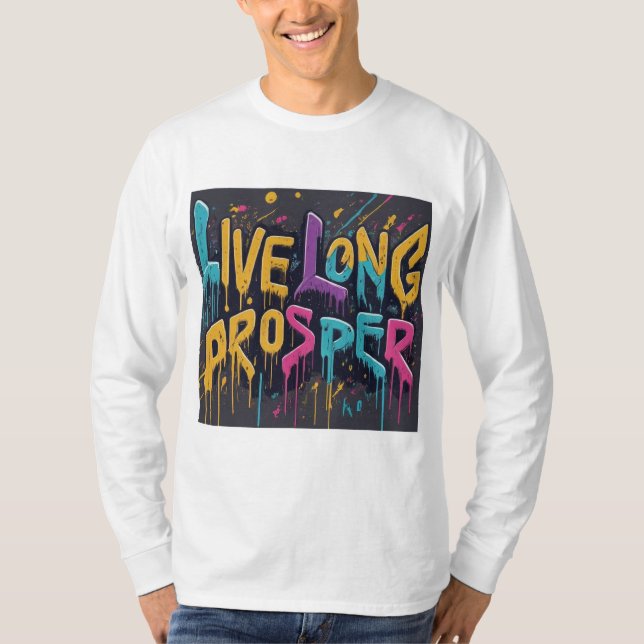 Live Long, Prosper - Star Sign Gesture T-Shirt (Front)