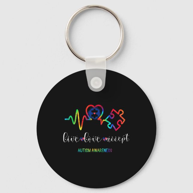Live Love Accept Autism Awareness 1  Keychain (Front)