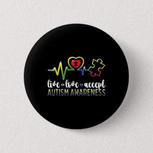 Live Love Accept Autism Awareness 2 Inch Round Button