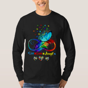 Live Love Accept Autism Awareness Butterfly Men Wo T-Shirt
